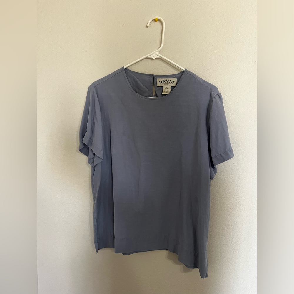 Silk and Linen light blue Orvis blouse